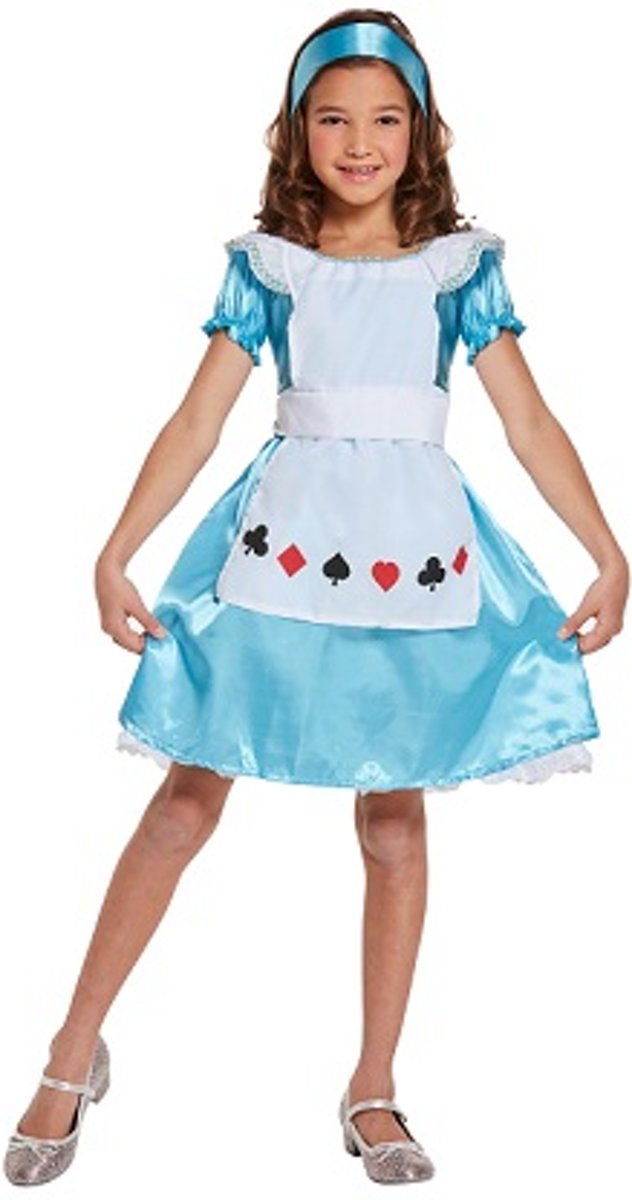 KINDEREN MEISJES  3-Delig Schattig Alice in wonder land Jurkje | Bestaande uit: Een Blauw Jurkje, Alice in wonderland schort en Blauwe Bandana| Carnavalskleding | Verkleedkleding / Feest Kostuum ALICE | Maat: Small: 4-6 Jaar